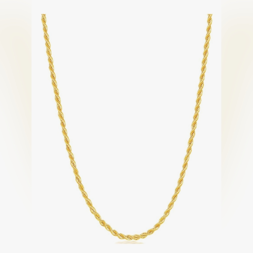 Gold Plated Rope Chain Stainless Steel for Men and Women 18K‎ Gold Plated